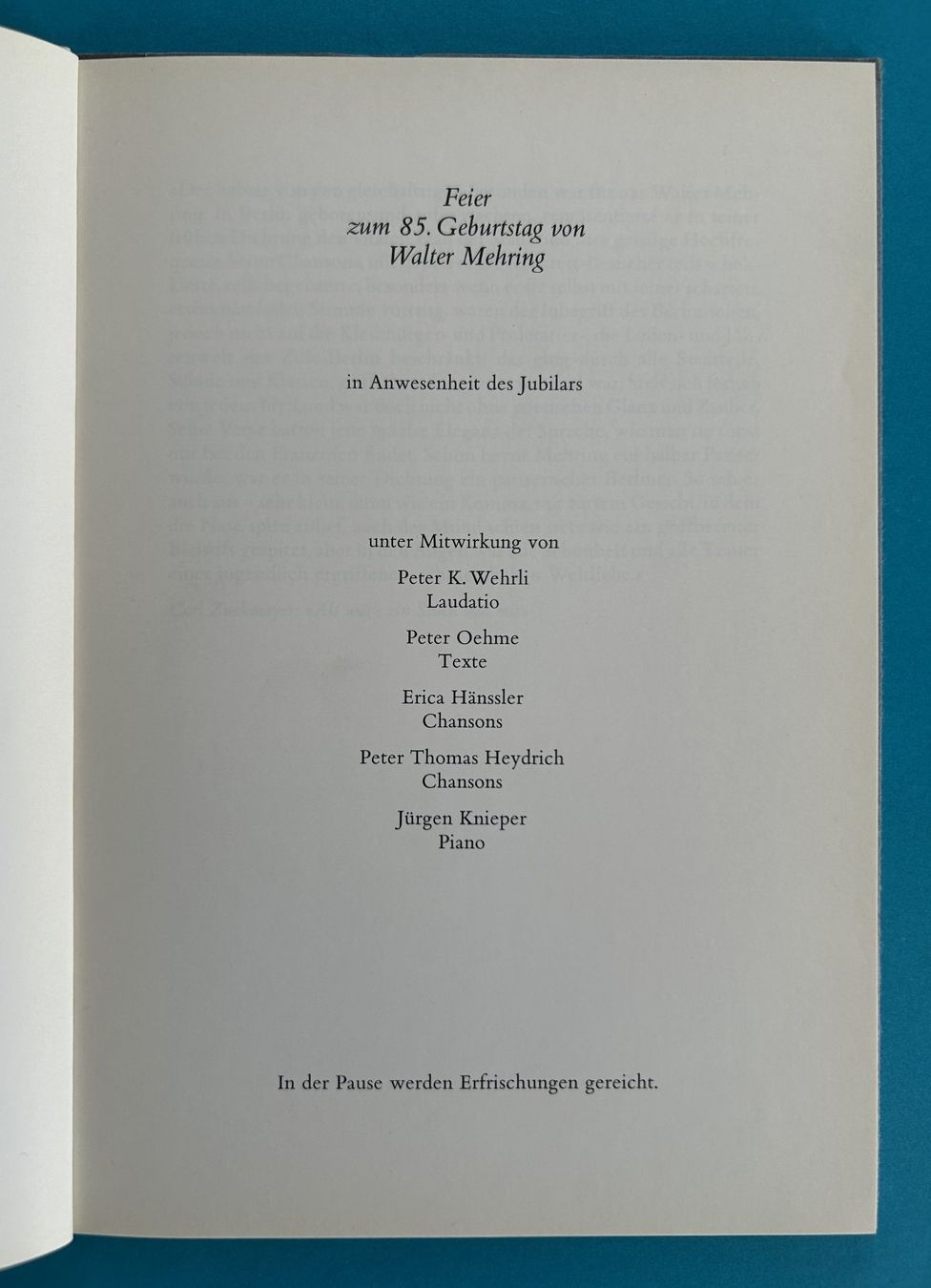 Libri: WALTER MEHRING 85 JAHRE – Usato da Zürich venduto da Domus09 1