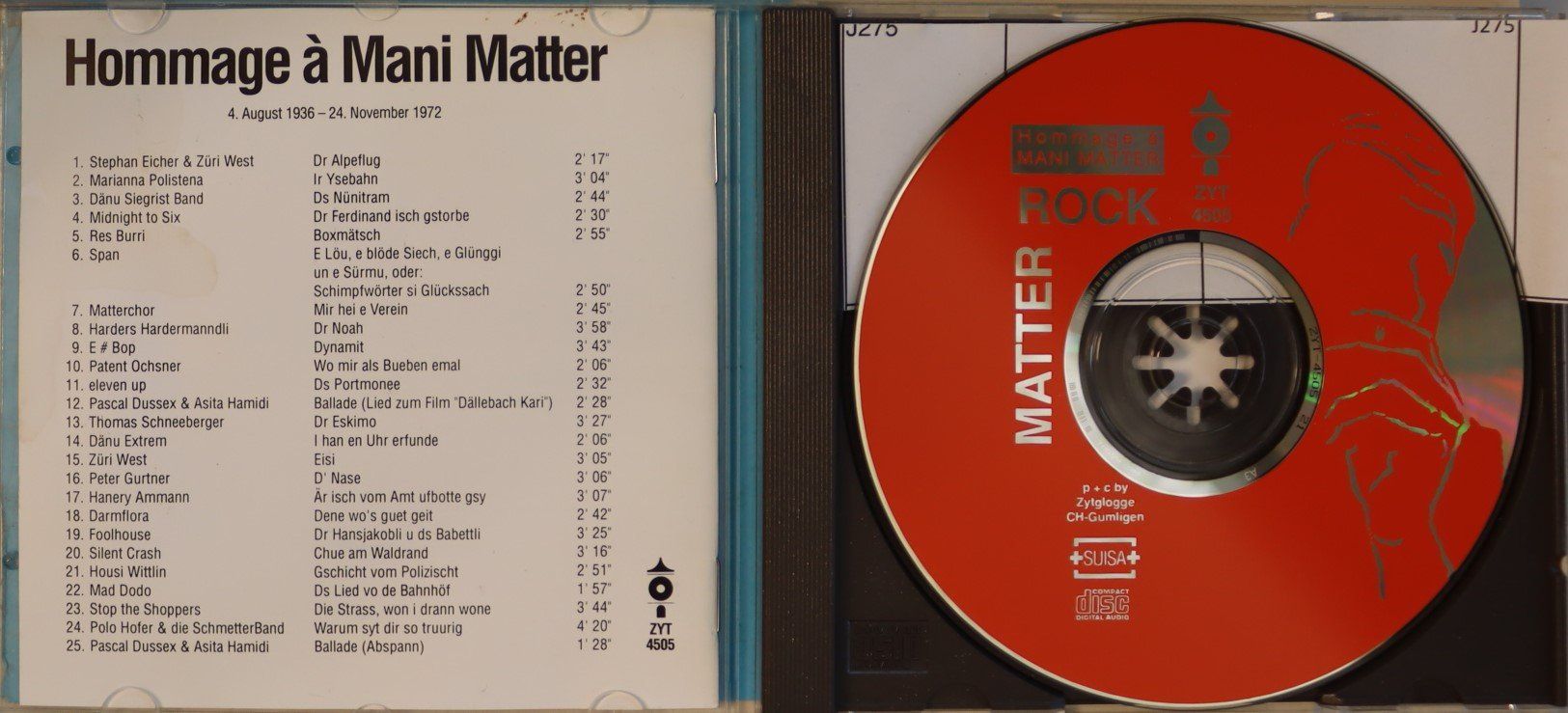 CD: Matter Rock - Hommage À Mani Matter 9 – Usato da Luzern venduto da CONTENTI 1