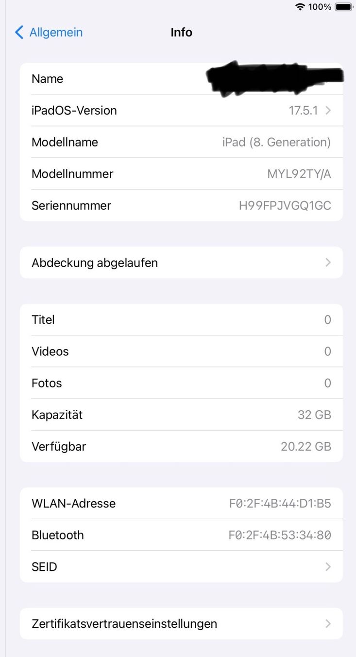 Apple Tablet PC: Ipad 8th Generation  Wi-Fi – Gebraucht aus Lyss von  4