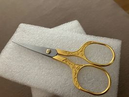 Schöne, goldfarbene Handarbeitsschere, Edelstahl, L 13cm,neu