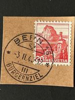 🐾 Bern Burgernziel 1943 auf besonderer Briefmarke antik 👍