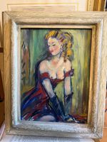 Elegant Vintage Oil Portrait of a Woman – Signed “ROMI” –