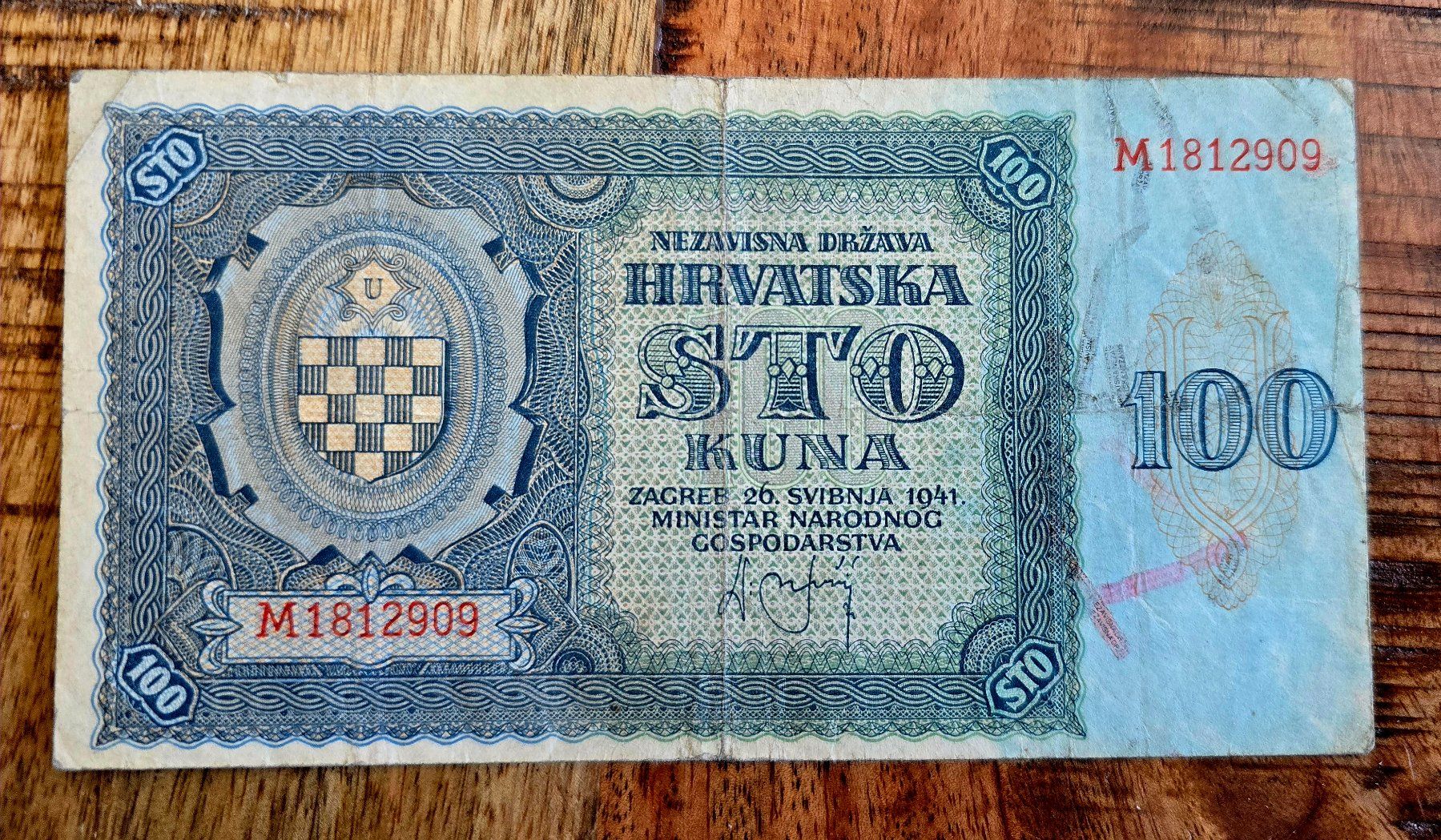Banconote: Kroatien 100 Kuna 1941 – Usato da Rotkreuz venduto da Titotesla