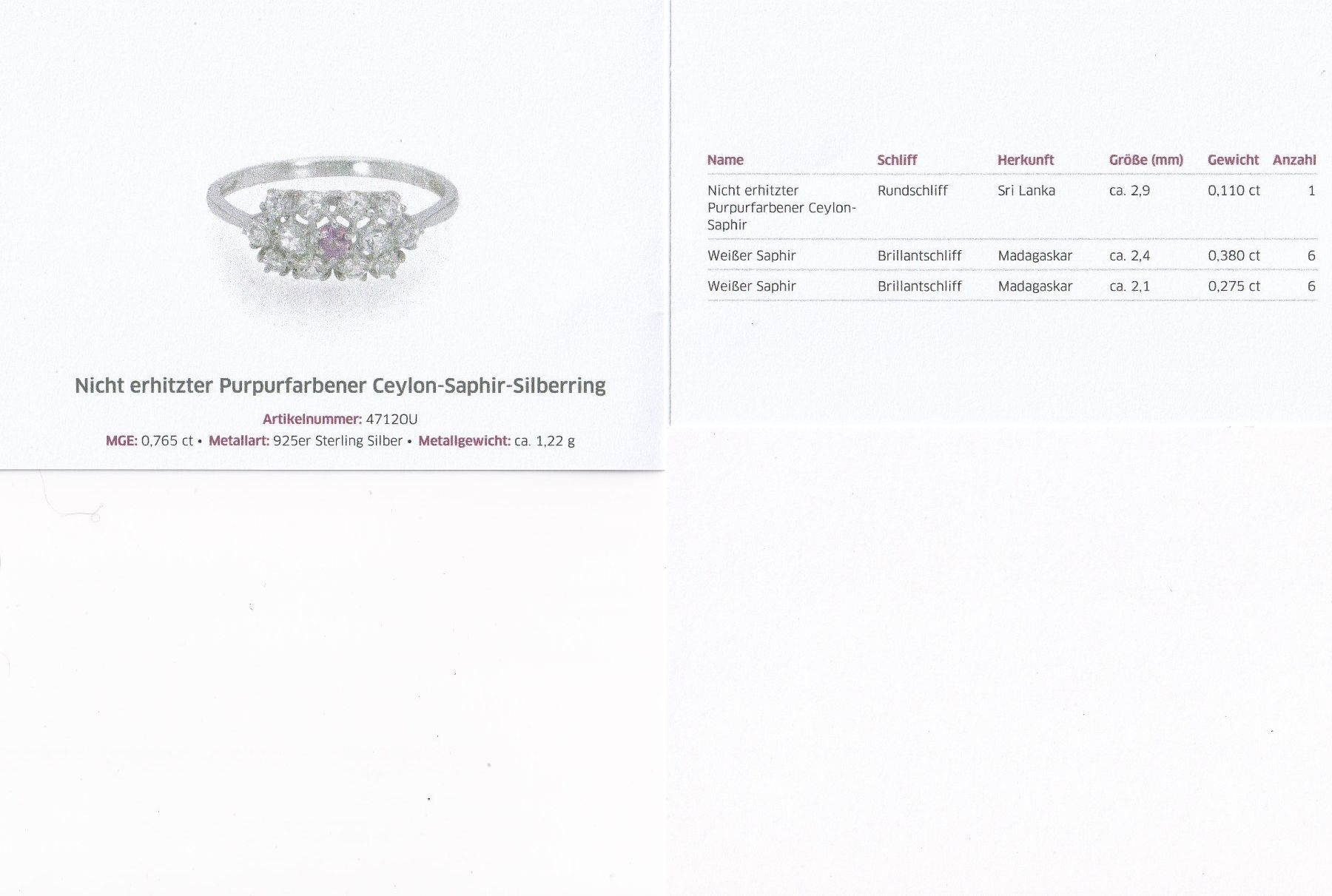 Anelli: Echtschmuck: Nicht erhitzter Ceylon-Saphir Silberring 17/53 – Nuovo (secondo la descrizione) da Zuchwil venduto da maumauchi 1