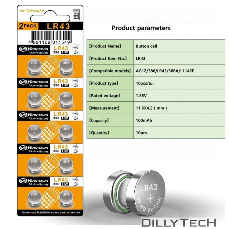 Caricatori & Batterie: AG12/LR43/386/SR1142SW Koonenda Alkaline K.Batterien-10 Stk – Nuovo e nell'imballaggio originale da Erlenbach ZH venduto da dillytech.ch 1