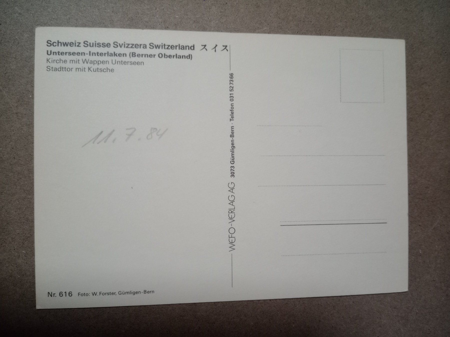 Cartoline postali: Unterseen Bern Kirche Wappen Stadttor Kutsche – Usato da Küttigen venduto da Melisch1000 1