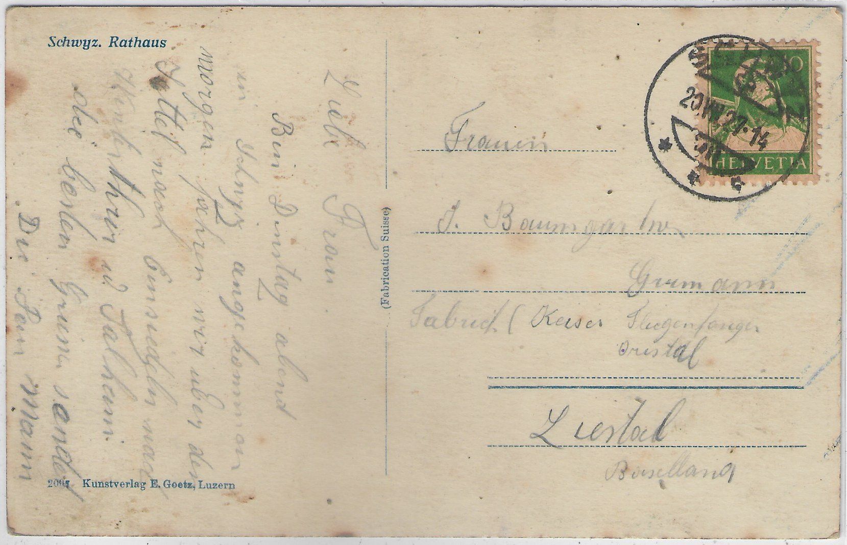 Cartoline postali: Schwyz - Rathaus – Usato da Ettingen venduto da Kartenplanet 1