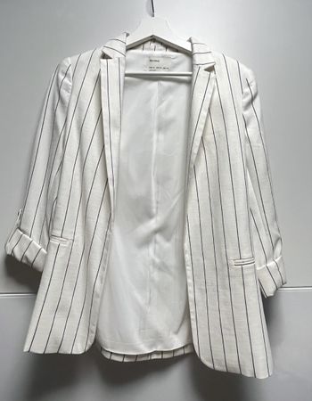 Bershka Blazer, weiss/schwarz gestreift, Grösse XS