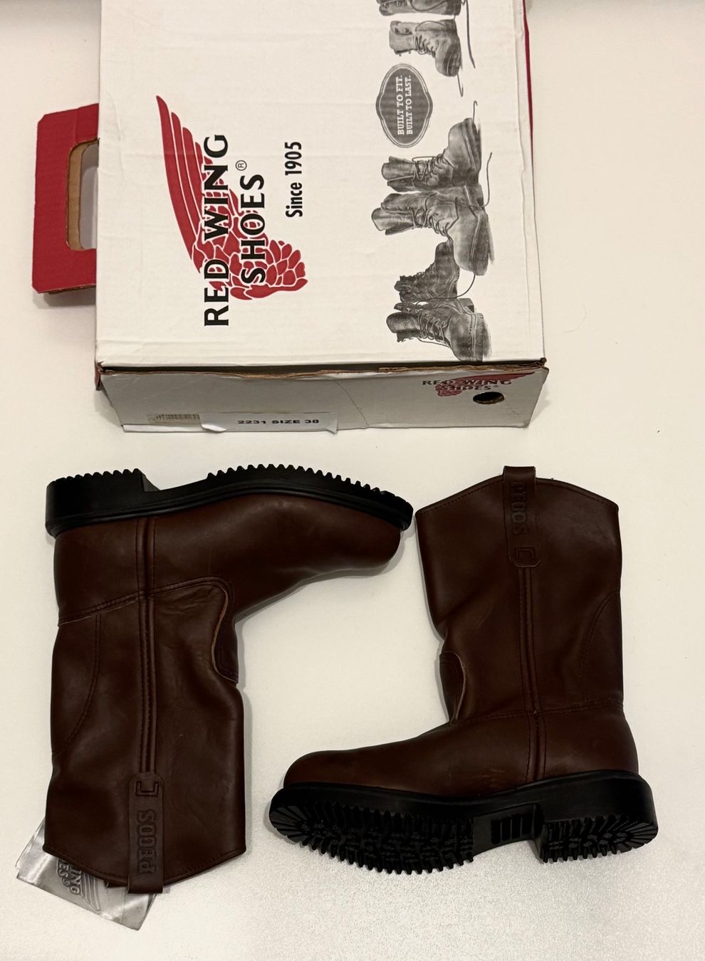 Red Wing Scarpe da uomo: Bottes en cuir résistantes RED WING, marron, taille 38 – Nuovo e nell'imballaggio originale da Genève venduto da OnSale 3