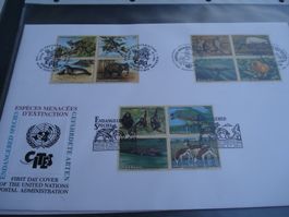 FDC Grossbrief 1993 4erblocks Tiere UNO Genf, Wien + NY