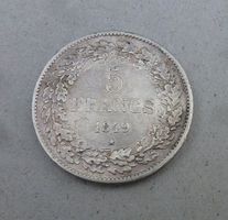 Belgien ++ 5.- Francs 1849