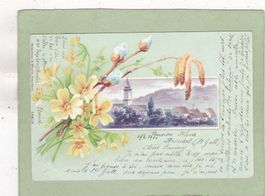 Kitsch Landschaft Blumen 1900