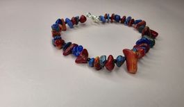 Armband Stein rot blau schwarz mit Verschluss 