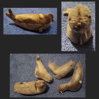antike Seehundfamilie,Präparate, Robben, Vintage, 4er Set