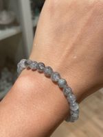 100 % natürlich Schwarzes-Rutilquarz-Perlenarmband, 8 mm
