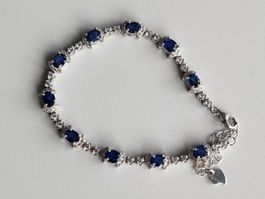 Silber Armband mit natürlichen blauen Saphiren 925er