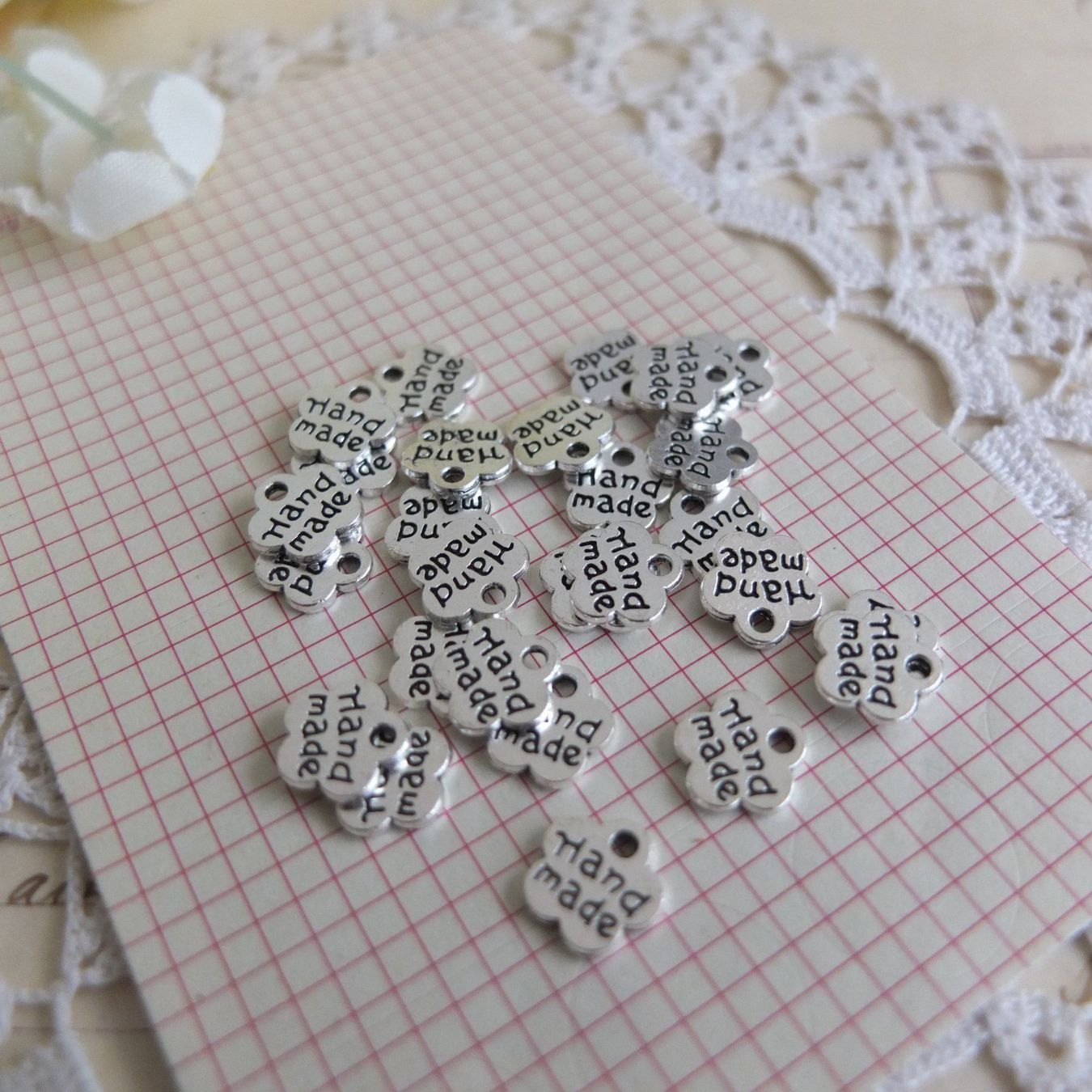 Materiale per decorazioni: 25x Anhanger Handmade Silver Look – Nuovo (secondo la descrizione) da Meyrin venduto da laservette99