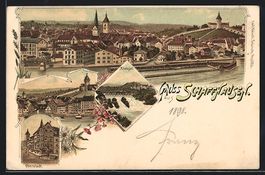Litho Schaffhausen, Panorama, Oberstadt,