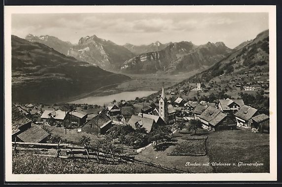 Cartes postales: Amden, Ortsansicht mit Walensee und Glar – D'occasion à Berlin par bartko-reher
