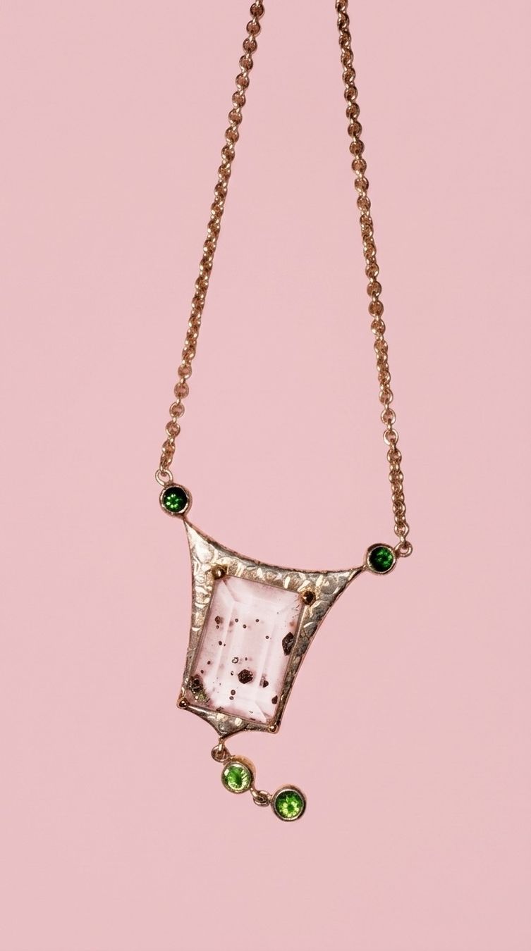 Catenine: Collier Tsavorites et Cristal – Nuovo e nell'imballaggio originale da St-Maurice venduto da Sandrinette123 4