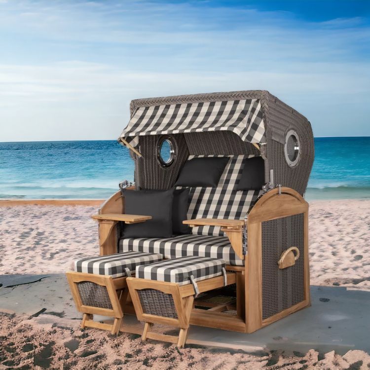 ⭐ 2.5er Teak Strandkorb Sylt - ca. 142cm Premium Ausführung (Neu und ...