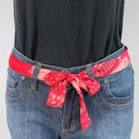 Band lang Seide Paisley mattrot reworked handmade Silvia-K