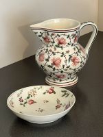 Antikes Set: Krug mit Schale, Blumenmuster, Vintage Stil