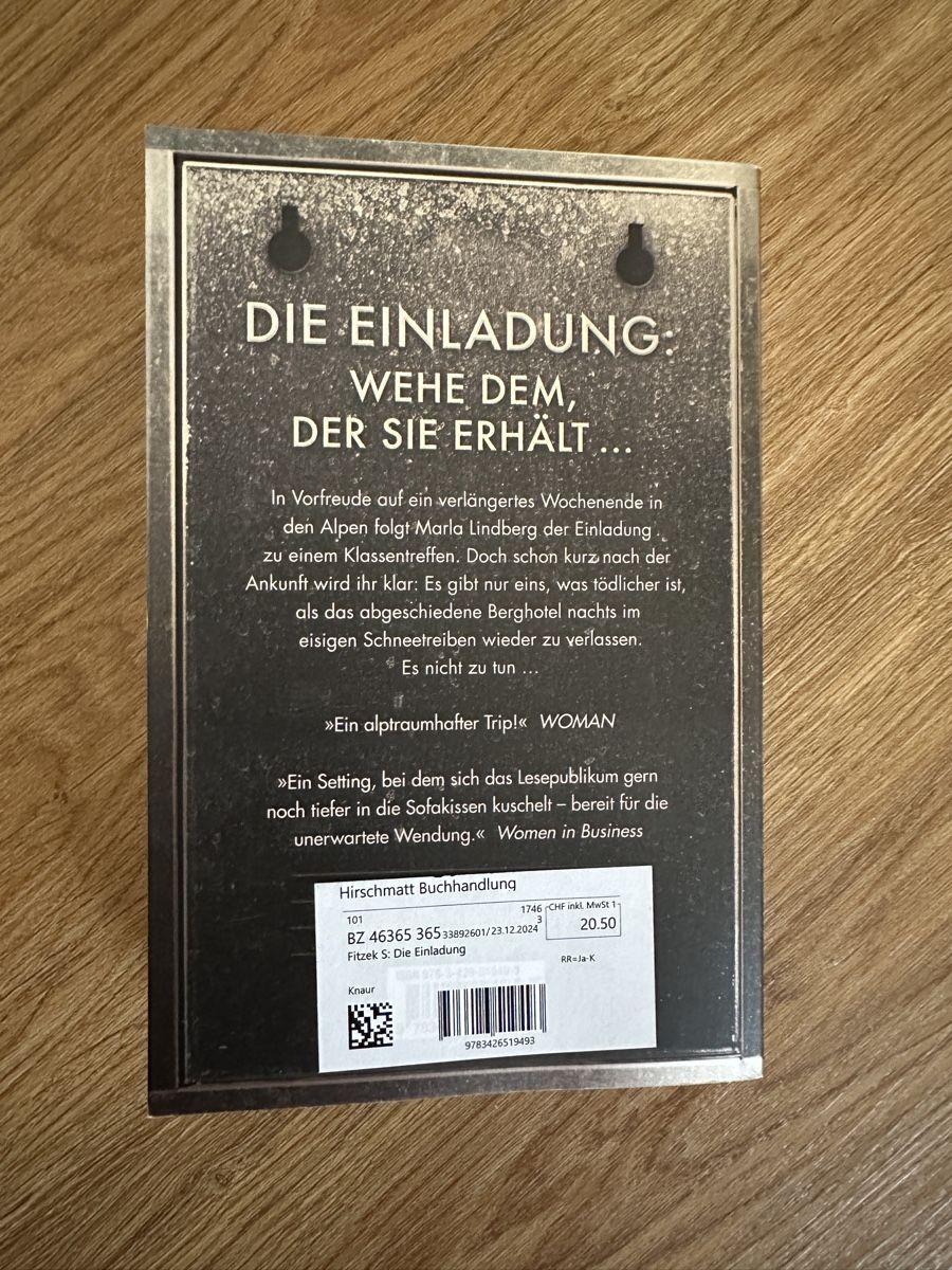 Bücher: Die Einladung - Sebastian Fitzek – Neu (gemäss Beschreibung) aus Luzern von annalena.lhnr 1