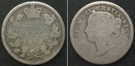 KANADA 10 Cents 1871 VICTORIA Silber SELTEN!