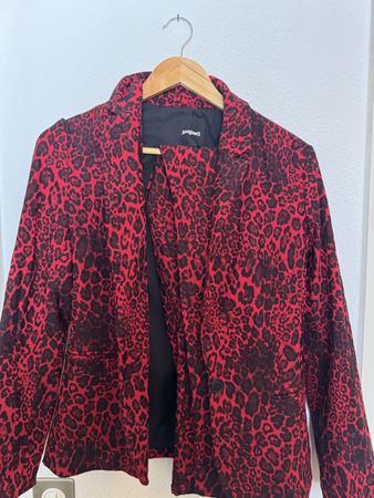 Desigual Hosenanzug, Rot/Schwarz, Leo-Muster, Grösse S