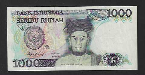 Banconote: Indonesia  1000  Rupiah  1987  Gebraucht – Usato da Gordola venduto da coinsandnotes