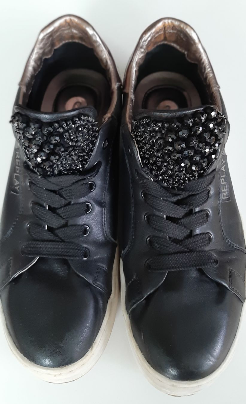 Replay Scarpe da donna: Replay Sneaker Schwarz Glitzer Gr. 40 – Usato da Uster venduto da kgw78 2
