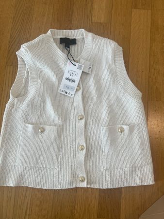 Zara Strickweste/Top, creme, Gr. S, neu und mit Etikett