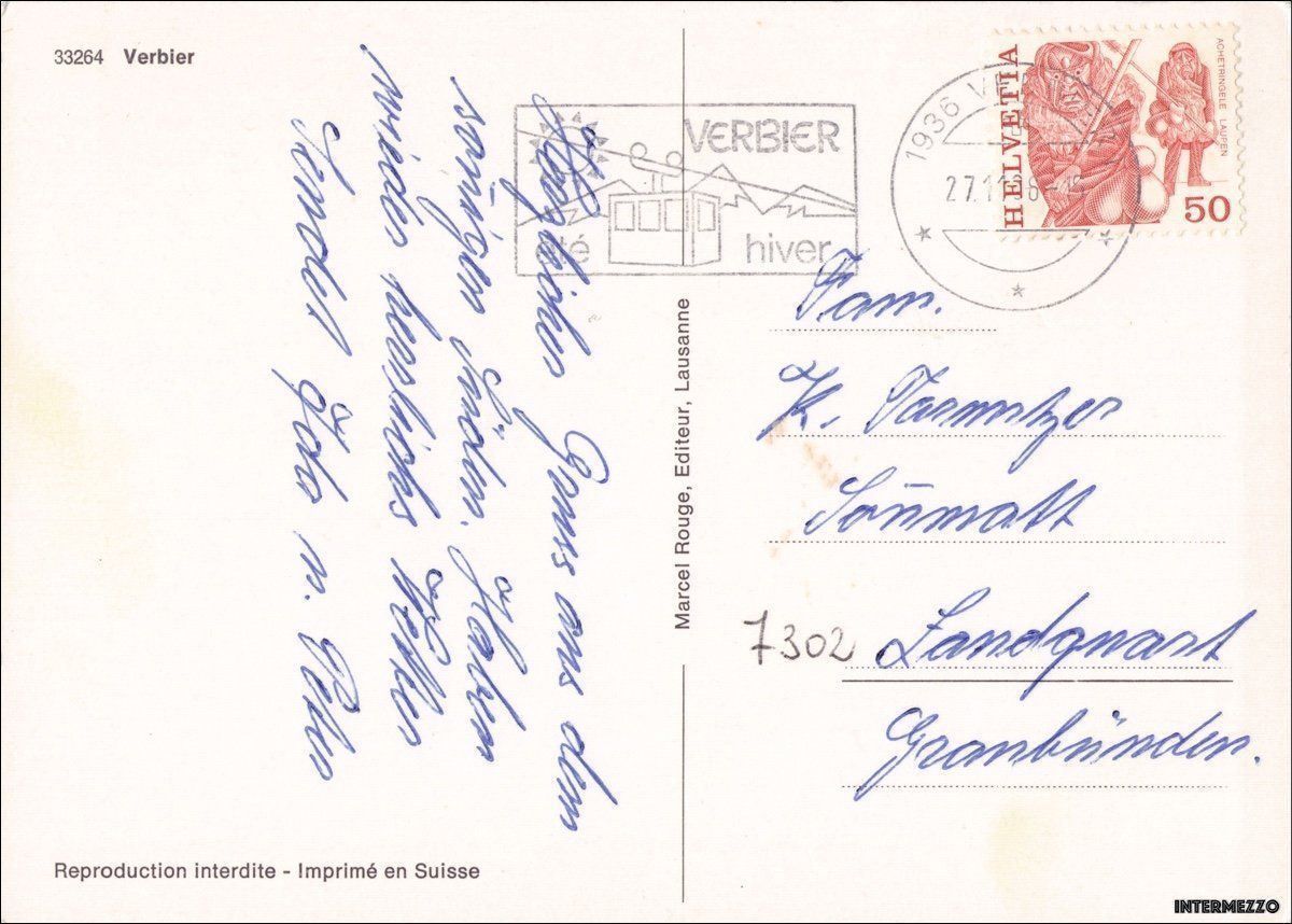 Cartoline postali: Verbier VS // Dorf Winter 1986 – Usato da Basel venduto da intermezzo12 1