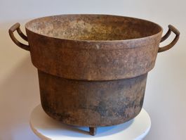 Altes schweres Metall Gefäss mit Griffen 31 cm