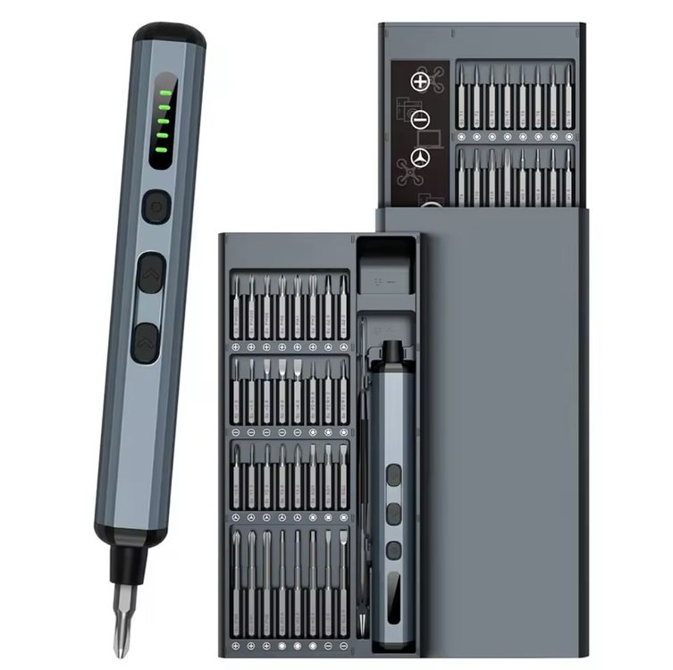 Elektrischer Schraubendreher 68-in-1 – Mit 64 Bits, 4 LEDs, Für Handy, Laptop, Brillen & Mehr