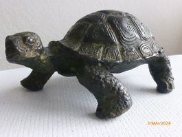Alte naturgetreue Schildkröte aus Bronze.