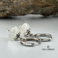 15 mm Creolen mit Mondstein , Sterling Silber 925