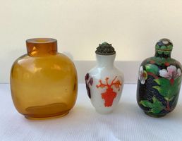 China 3 Snuffbottle Cloisonne Glas