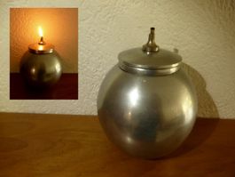 Antike schöne Öllampe Zinn Kugel Höhe 15 cm