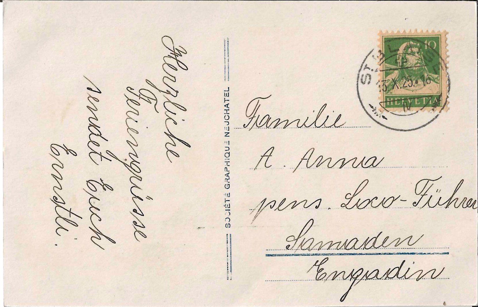 Cartoline postali: Karte St. Blaise 1925 – Usato da Zürich venduto da Philacat11 1