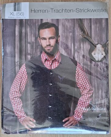 Herren Trachten Strickweste Waldschütz Dunkelgrau XL (56)