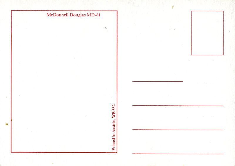 Cartoline postali: AUA - Austrian Airlines MD-81 + c1985 – Usato da Emmenbrücke venduto da teestube 1