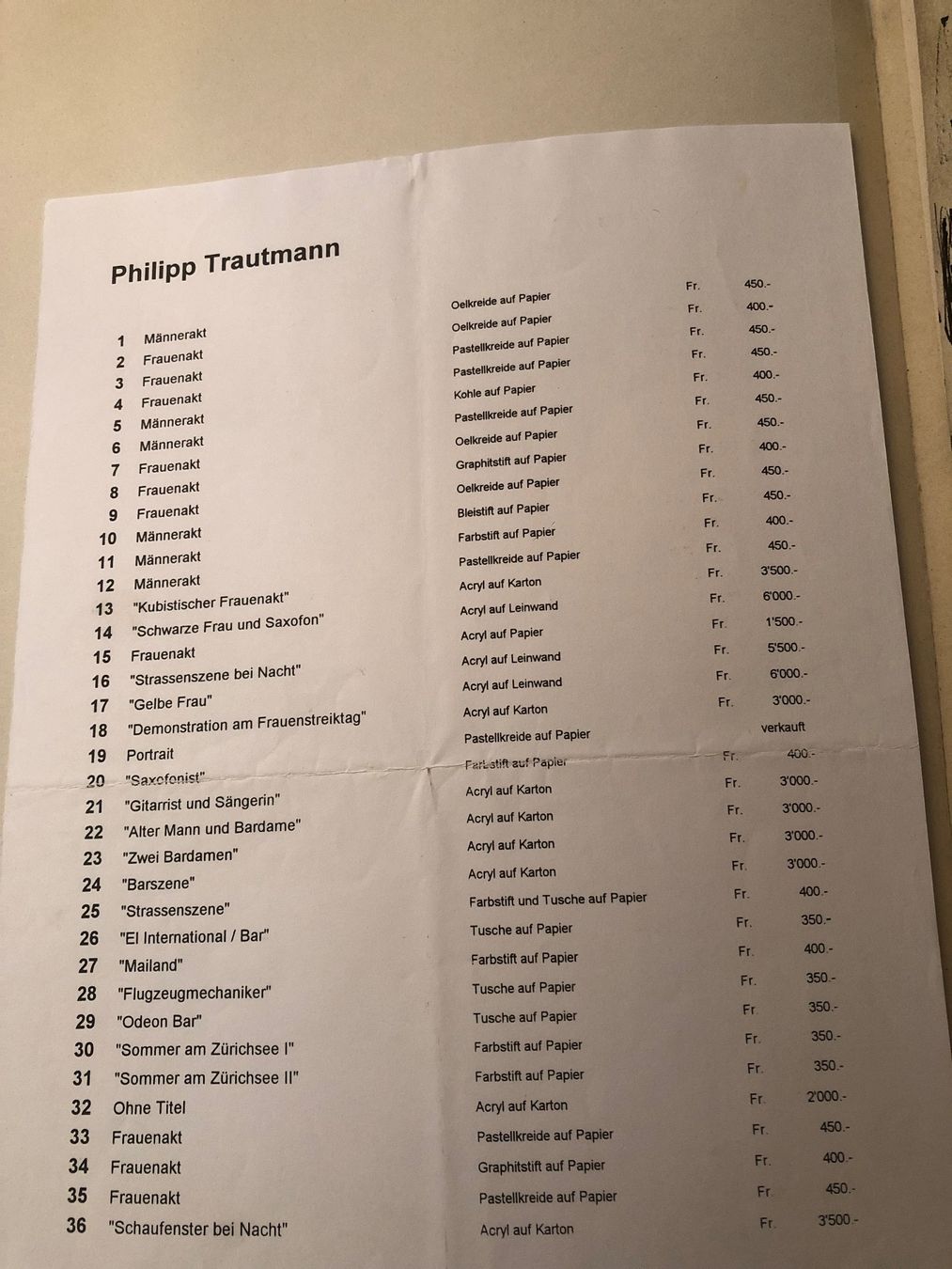 Poster & Bilder: Zeichnung Original Trautmann – Gebraucht aus Niederrohrdorf von beniledergerber 2