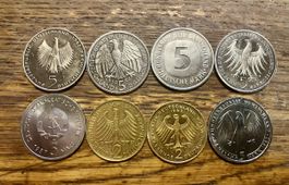 Lot de 8pièces de monnaie allemandes divers modèles