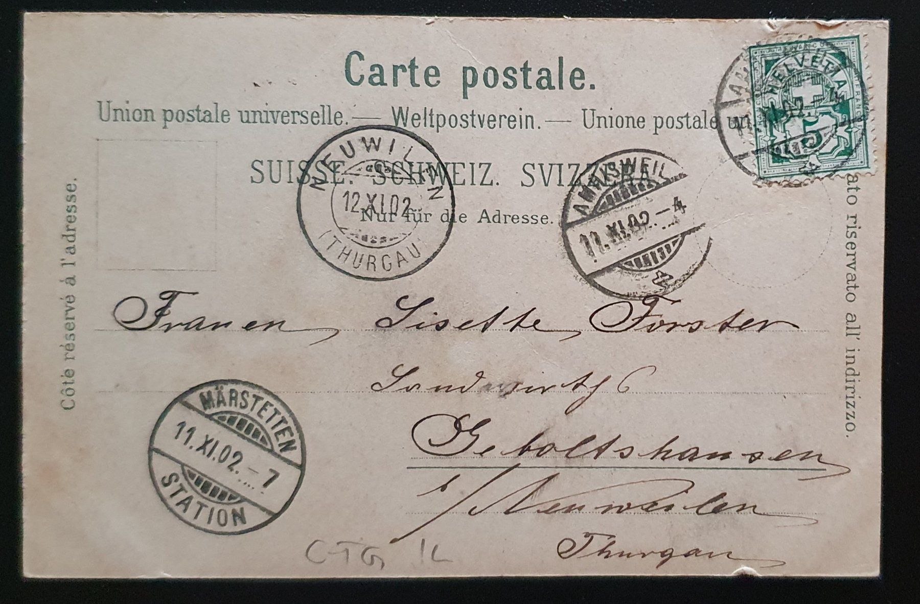 Cartoline postali: Gruss aus Amriswil 1902 – Usato da Kreuzlingen venduto da Rschweiz1 1