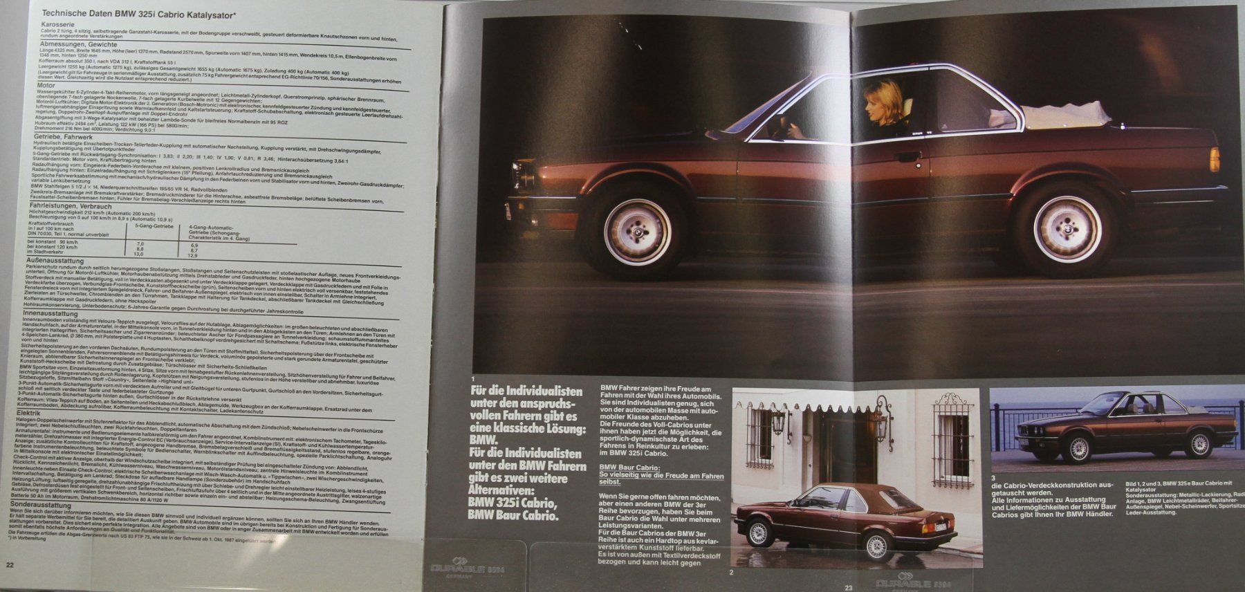 BMW Dokumente: PROSPEKT | 3ER - BMW 325i CABRIO KAT. - TYP E30 | AB 01.1986 – Gebraucht aus Unterägeri von Isha04 8