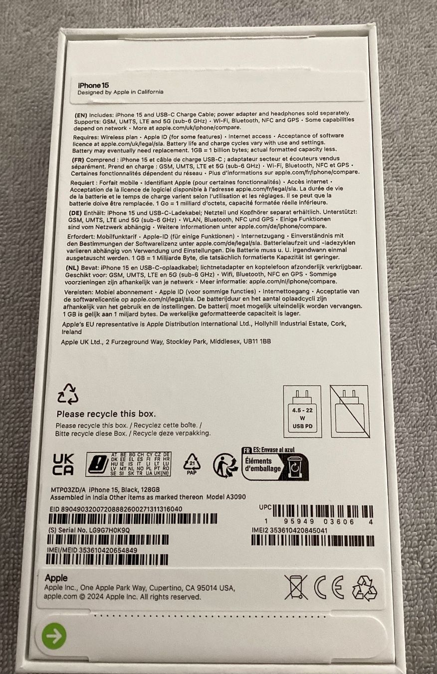 Apple Handys / Smartphones: Apple iPhone 15 128 GB, Black, noch neu – Neu (gemäss Beschreibung) aus Affoltern am Albis von Sspiridon 5