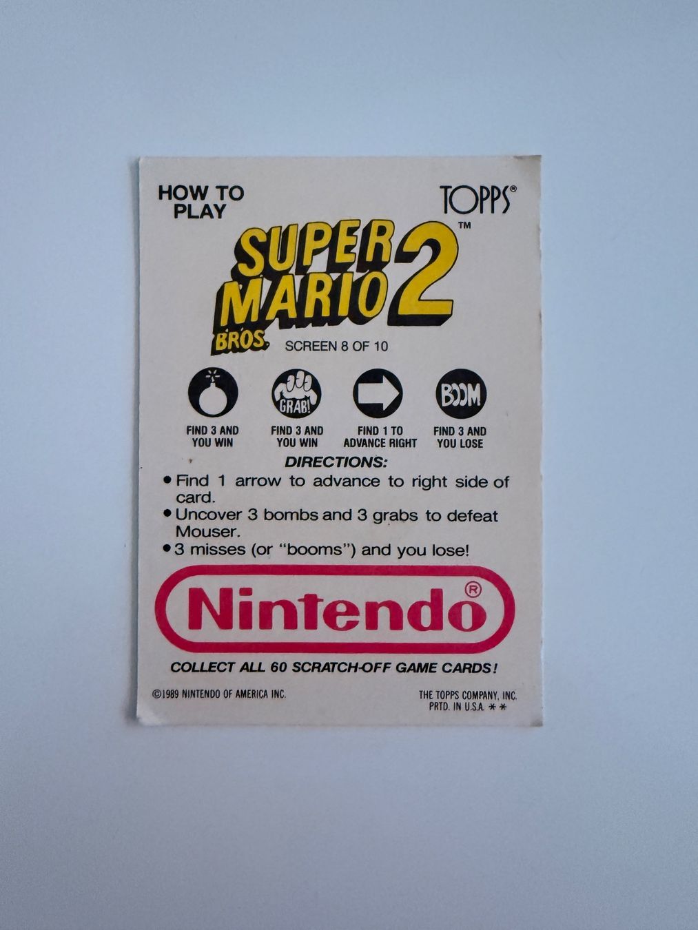 Sammelbilder & Trading cards: Super Mario Bros 2 Toops Scratch-Off Game Card Screen 10of10 – Neu (gemäss Beschreibung) aus Hildisrieden von Frentz 1