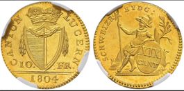 TOP 10 francs 1804 Lucerne MS61